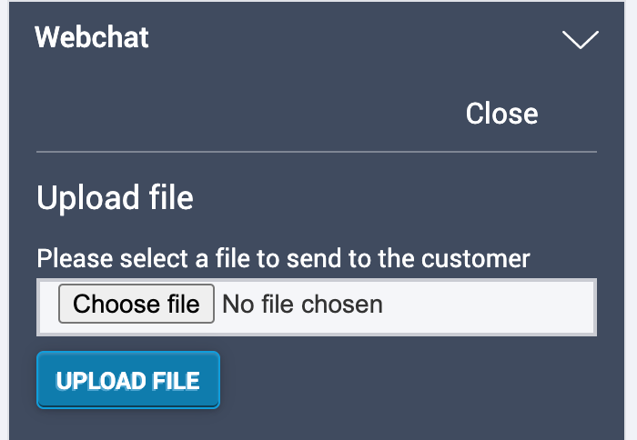 The file upload dialog of a chat on a Syntelate XA Agent Desktop.