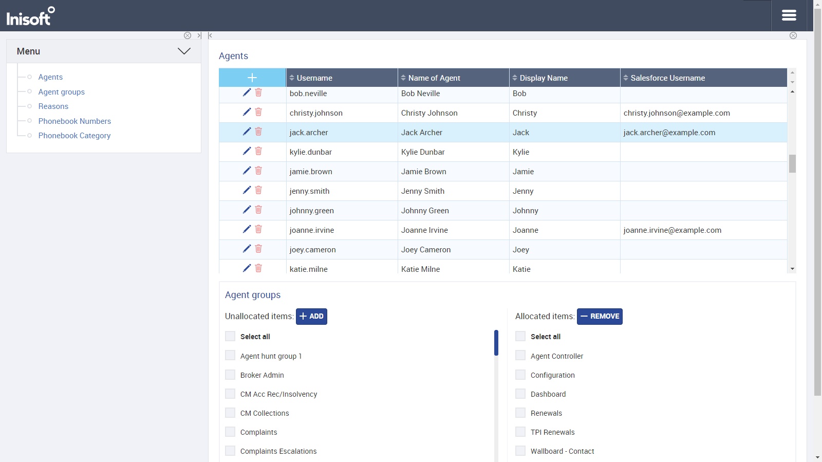 A configuration desktop showing agents A configuration desktop showing agents